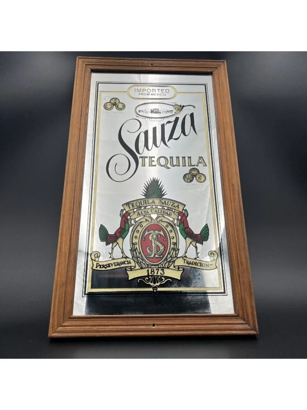 Vintage Sauza Tequila Bar Mirror Framed Man Cave ~13